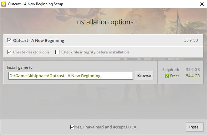 Hướng dẫn cài Outcast - A New Beginning Full