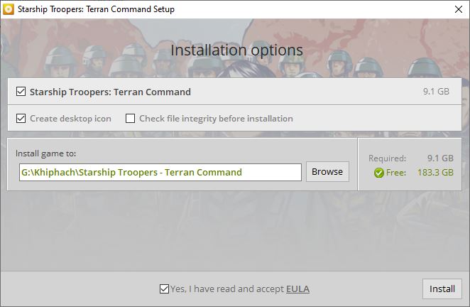 Hướng dẫn cài Starship Troopers: Terran Command Full